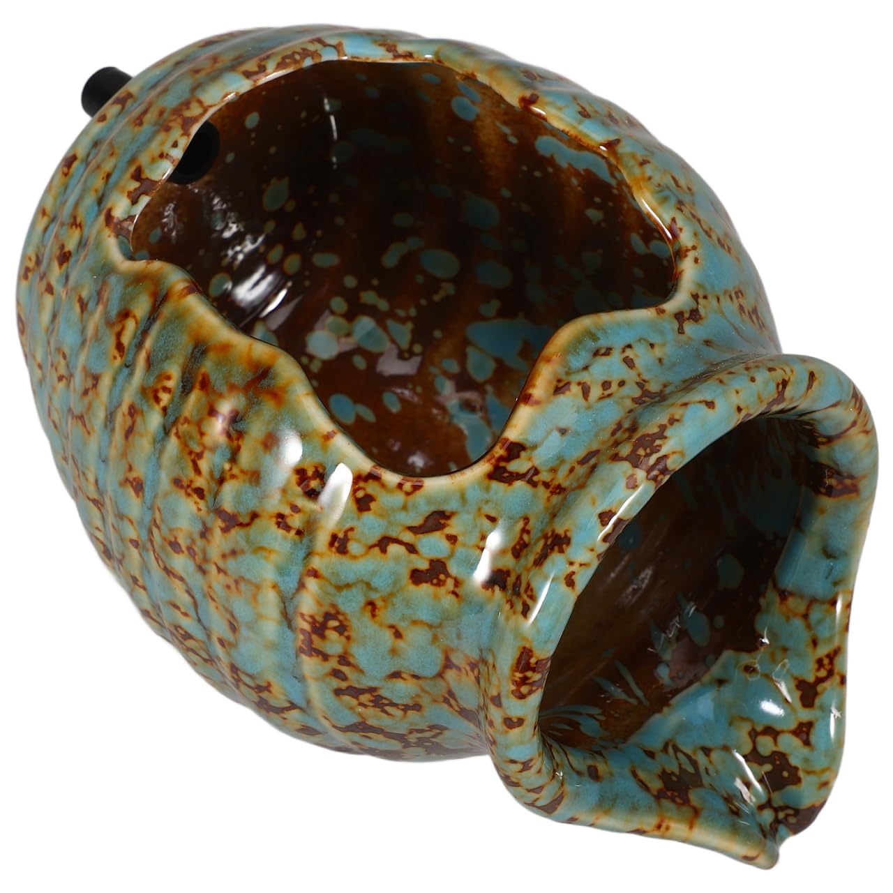 Yardwe Ceramic Fountain Jar with Circulating Waterfall for Indoor Outdoor Garden Decor 4.88 X 3.86 X 3.54 Inch Eco-Friendly Pot Hydroponic Vase Water Feature