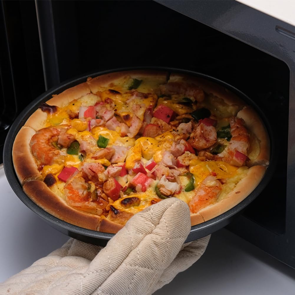 Cocoarm 2 teglie antiaderenti per pizza, in acciaio al carbonio ispessito, per cucina, forno, riscaldamento uniforme, lunga durata, 4 misure (30,5 cm)