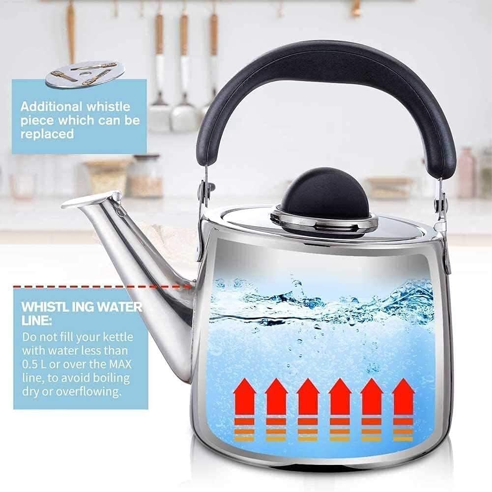 stovetop Kettle Tea pots for Stove top Camping Kettle Creativity Household Teapot Stainless Steel Tea Kettle Stovetop Whistling Teakettle Teapot Kettle Gas with Whistling Kettle(Size:6L)
