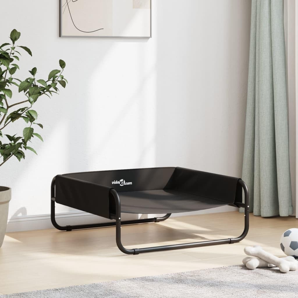 Cama para perros elevada antracita, 70 x 70 x 28,5 cm, tejido Oxford y acero con recubrimiento en polvo, soporta hasta 80 kg, diseño moderno, adecuado para salón, terraza y jardín