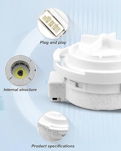 Miniatura 3 de Drain Motor Pump Fit for LG WM3600HWA WM3600HVA WM3700HRA WM3400CW WM3700HVA WM3700HWA WM3500CW, Replaces EAU63743803 NTWC021S03, DC26V 1.7A 45W