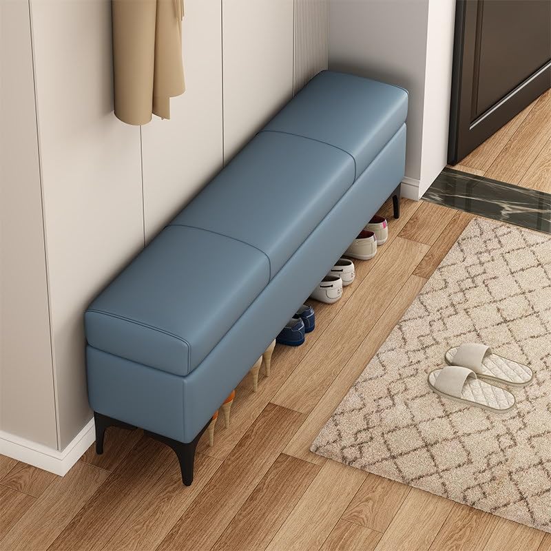 Banc de rangement en simili cuir capitonné pour salon et chambre