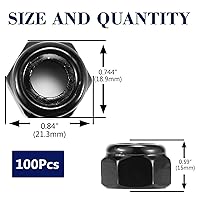 Vista 9 de 5/16-18 Tuercas de bloqueo hexagonales de nailon 5/16-18, 50 tuercas de seguridad de acero inoxidable 304, accionamiento hexagonal, acabado