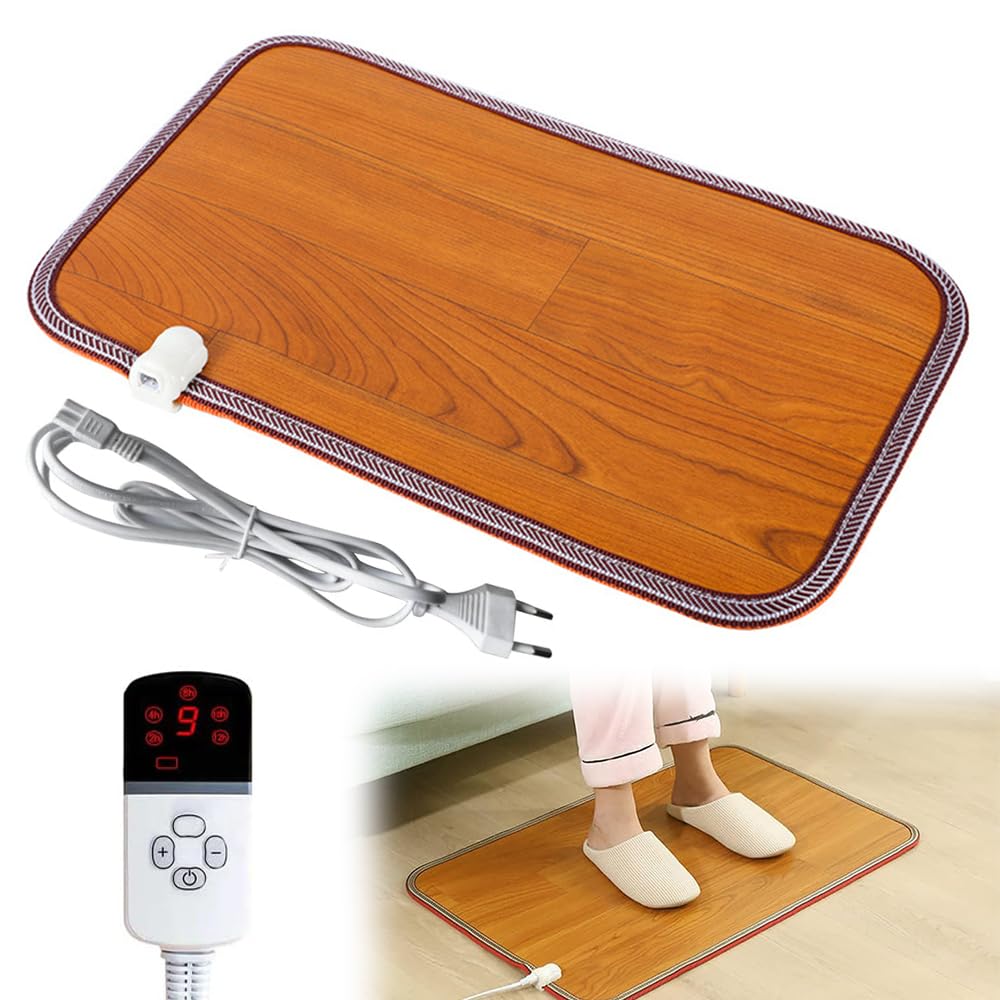Alfombra Calefactada para Pies 50x30cm Calentador Electrico con Termostato para Oficina Hogar