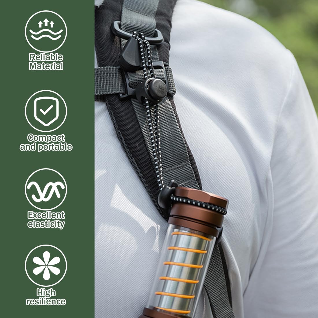 6 Pezzi Porta Bastoncini da Trekking per Zaino, Ganci Regolabili con Cinghie Elastiche e Gancio Rapido per Escursionisti, Alpinisti e Campeggio