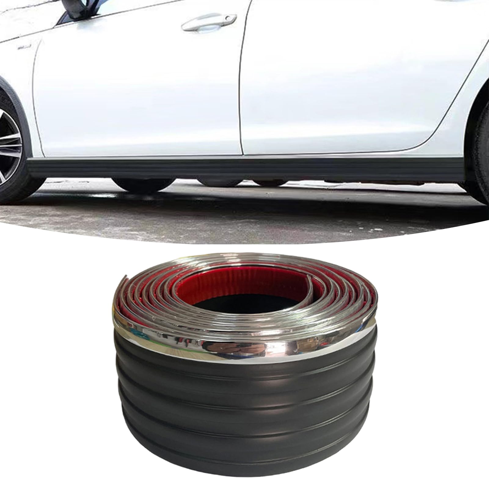 Jupes Latérales De Voiture Protège Porte Auto Flanc Bas De Caisse Caoutchouc PVC Autocollant Antichoc Haute Adhérence Protection Peinture Compatible Multi Modèles Voiture Ville Piste