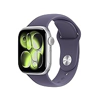 Apple Watch Series 11 GPS, Cassa 42 mm in alluminio color argento con Cinturino Sport viola nebbia