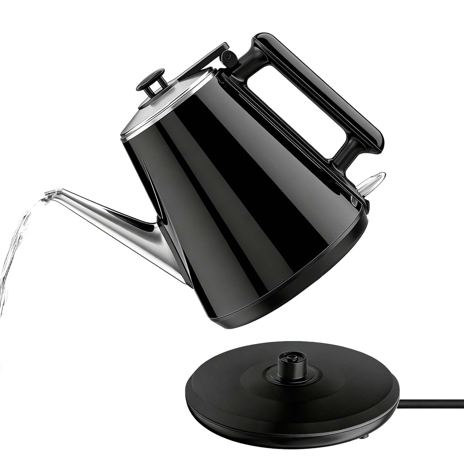 HOMHAPY Electric Kettle 0.9L, 1360W, Stainless Steel Inner, Black