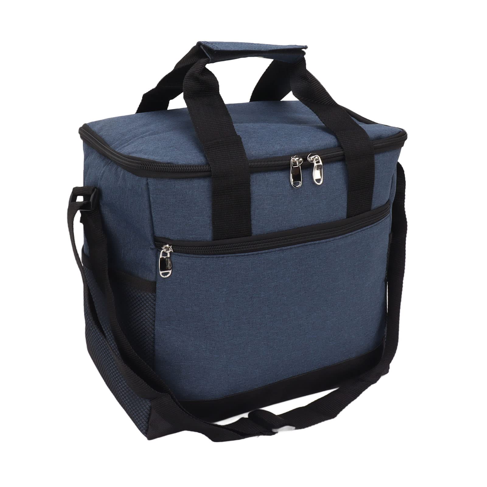 Bolsa Térmica Plegable, Bolsa Térmica Aislante de Tela Oxford de 15 L con Forro de PEVA, Diseño a Prueba de Fugas, Correa Ajustable, Bolsillo Frontal para Picnic, Playa, Camping, Oficina,