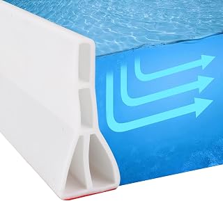 maxant Shower Water Guard, Collapsible Shower Splash Guard, Shower Threshold Water Dam Barrier, Shower Tray Sealing Strip, Silicone Wet Room Floor Barrier (White 1M)