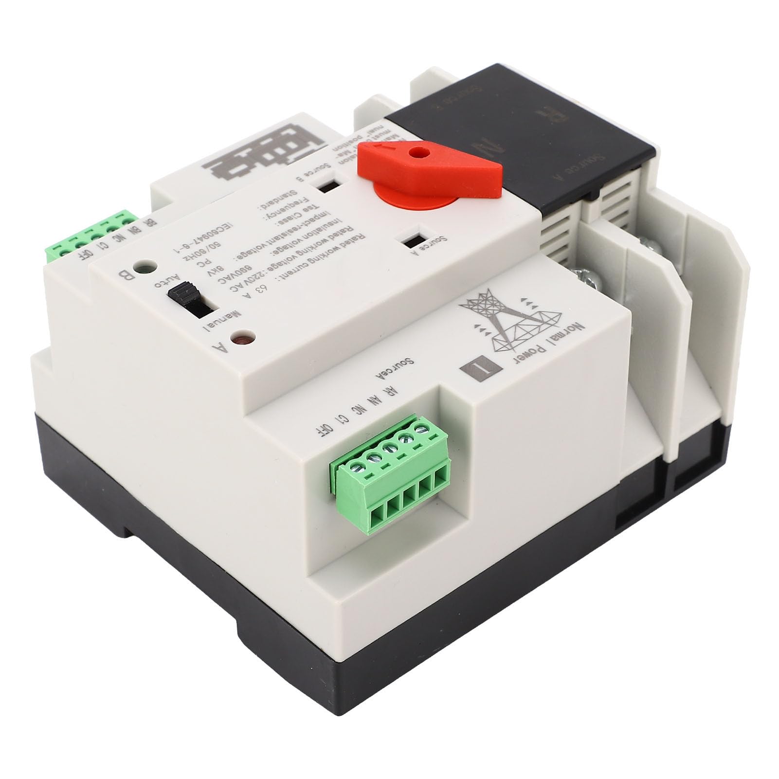 FTVOGUE Automatischer Transferschalter, 100A Dual Power Generator Umschalter, 110V 2-Polig mit WiFi-Steuerung, 63A ATS-Schalter