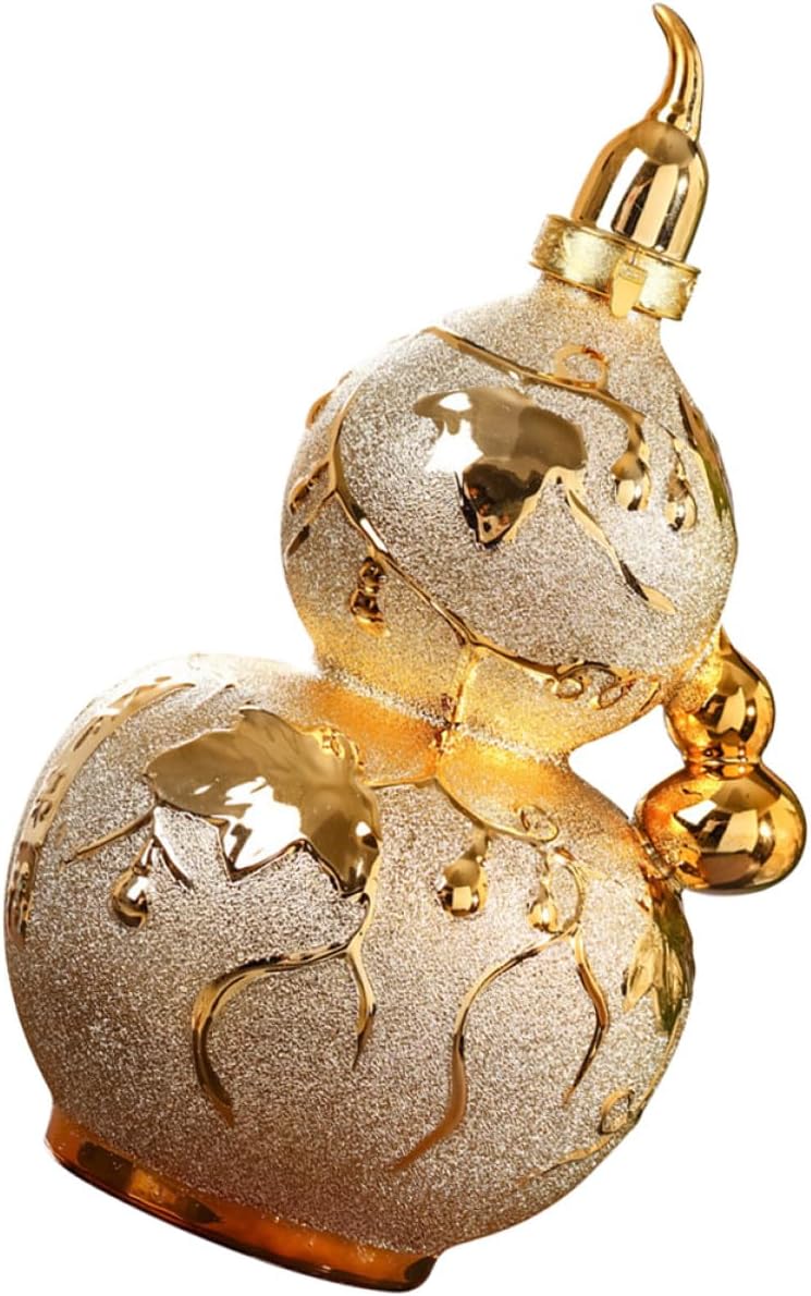 Homoyoyo Ceramic Gourd Wine Jug 1 Jin Frosted Gold Sealed Wine Container for Home Bar Decoration