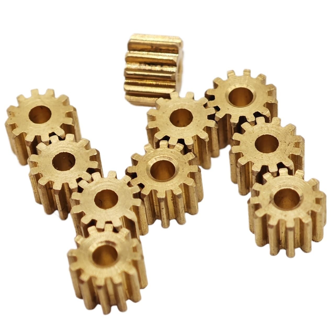 Lot de 5 engrenages en laiton 0,2 m 15 dents, trou de 0,8 mm, dents droites, module 0,2, 15 dents, pignon droit plat 3,4 x 1,1 mm Engrenage droit