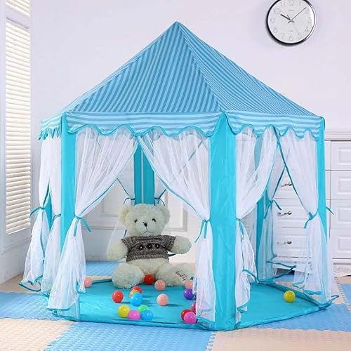 Barraca Infantil Tenda Dobravel Iluminada Toca Casinha Castelo Grande Luzes Menina Azul