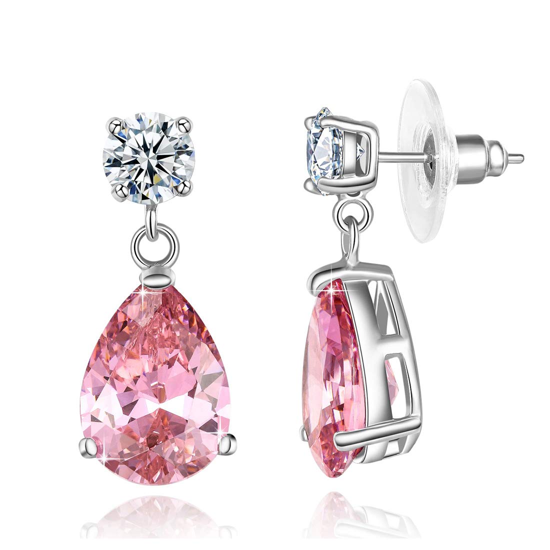 Crystal Teardrop Silver Plated Earrings (CT-ERG-45113)
