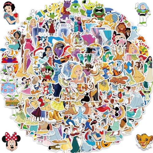 200pcs Cartoon Stickers for Kids Cute Princess Waterproof Vinyl Decal for Teen Girl Adult Notebook Laptop Water Bottle Skateboard Guitar Travel Case Phone Bike