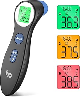 Fieberthermometer für Babys, Kinder und Erwachsene, kontaktloses Stirnthermometer Infrarot Thermometer mit sofortiger genauer Ablesung, Fieberalarm, schwarz