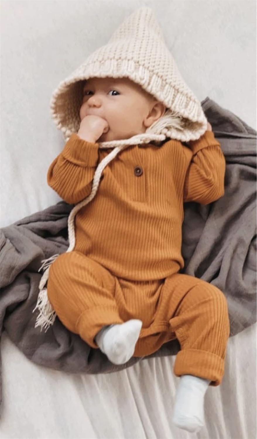 Eghunooy Baby Boy Girl Solid Color One Piece Romper Jumpsuit Outfits Clothes - Image 3