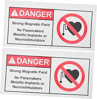 2pcs Caution Magnetic Field Safety Warning Sticker 5 x 10 Inch Fade-Resistant Safety Label for and Educational Use
