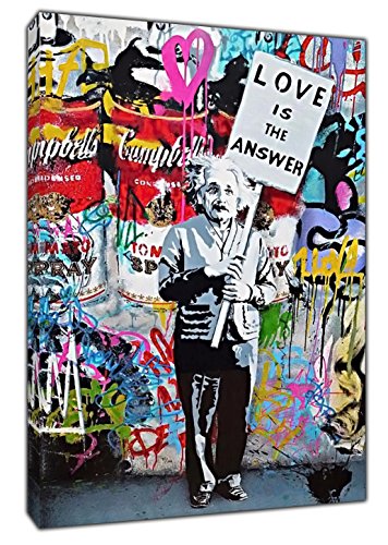Banksy Love is The Answer Einstein - Lienzo enmarcado