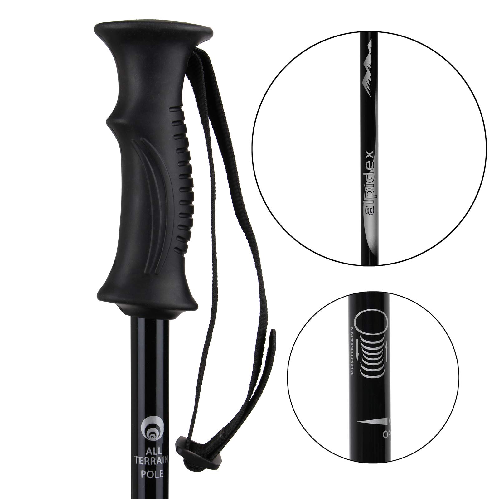 BB Sport Leichter 3-teiliger Teleskopstock Schneeschuhstock