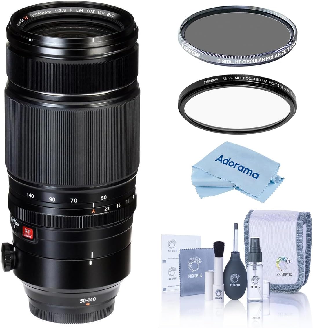 Fujifilm XF 50-140mm (76-213mm) F2.8 R LM OIS WR (Weather Resistant) Lens - Bundle with Hoya NXT Plus 72mm 10-Layer HMC UV Filter, Circular Polarizer, Cleaning Kit, Microfiber Cloth