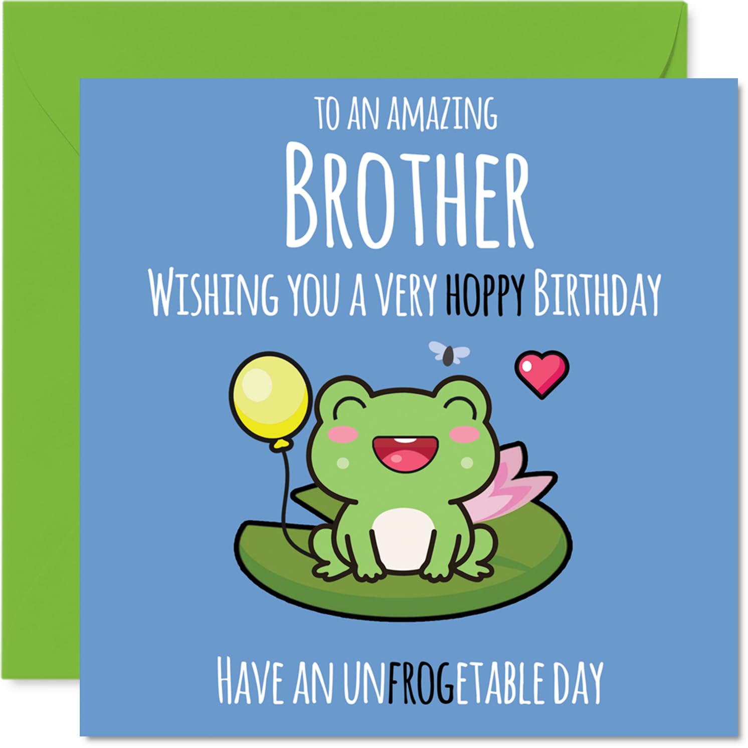Brother Birthday Card - Cute Frog - Happy Birthday Card for Brother from Sister Sibling, 145mm Bday Greeting Cards