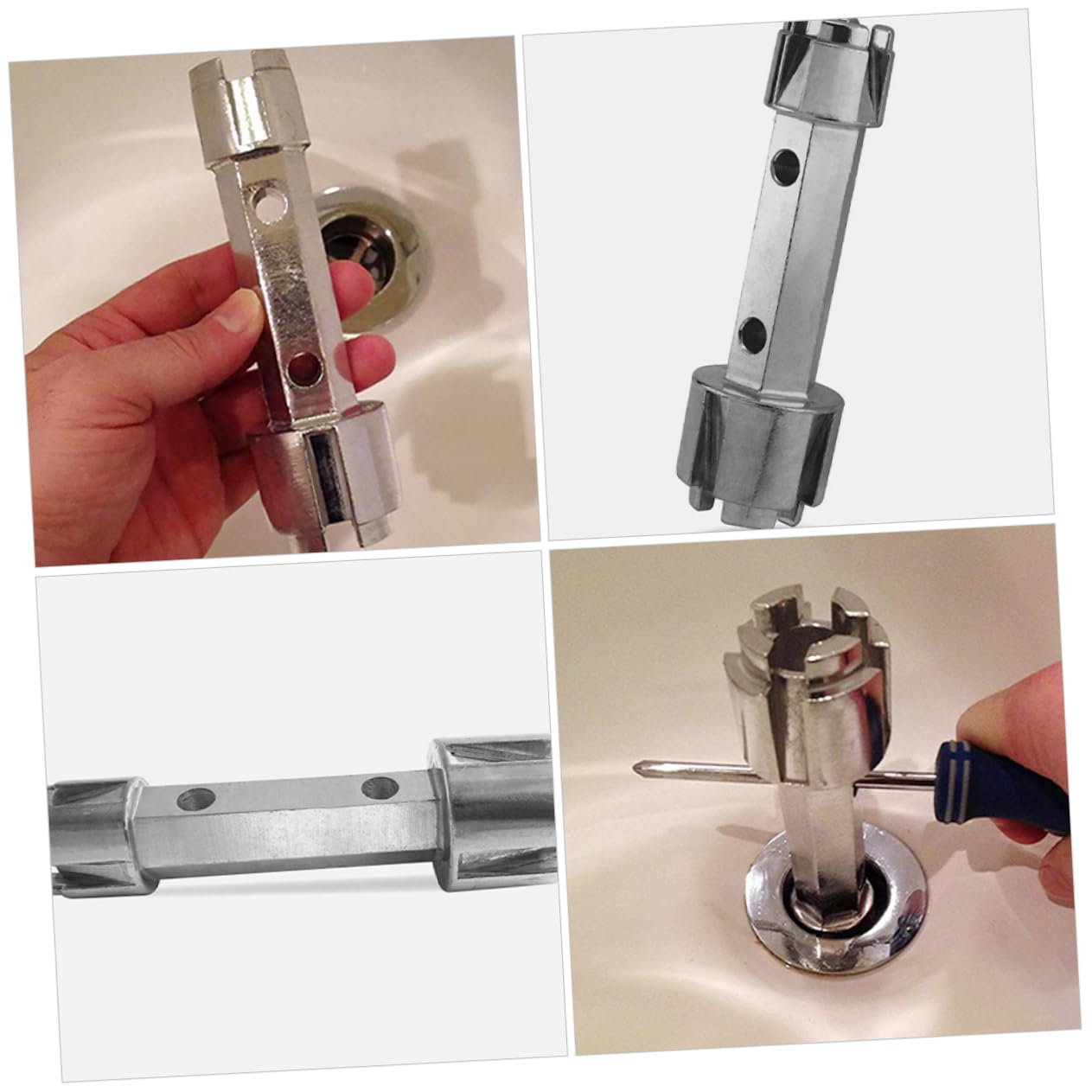 Uonlytech Llave de Trinquete para Desagüe de Bañera 2 Piezas Plata