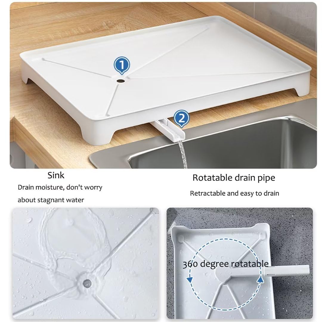 Escurreplatos de acero inoxidable con soporte para utensilios, organizador de cocina multifuncional para un secado y almacenamiento eficientes de platos