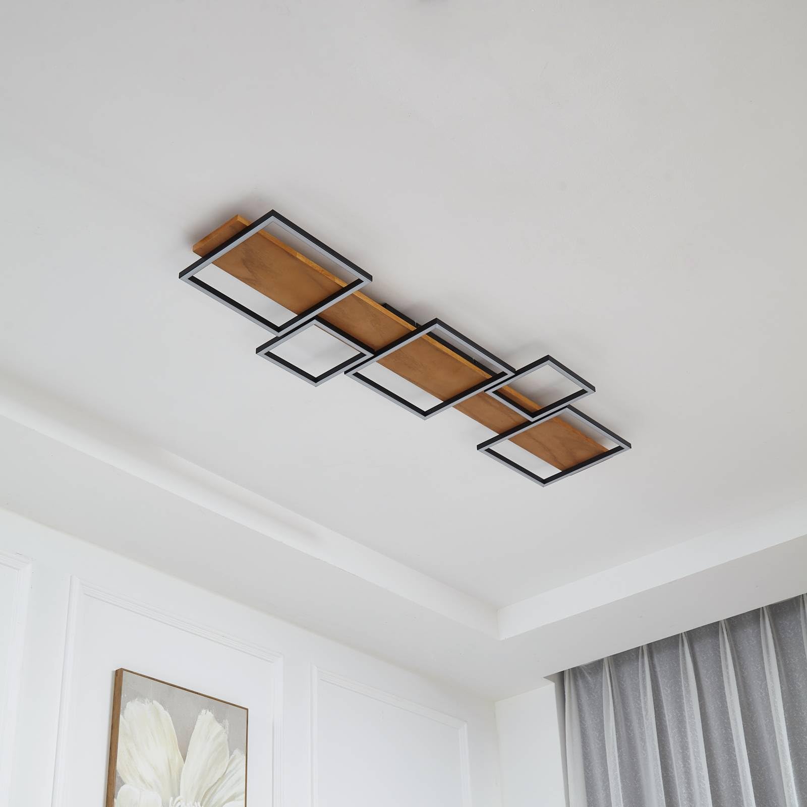 Lindby Plafoniera LED dimmerabile (Moderno) colore Ocra, in Legno ad es. Soggiorno & Sala da pranzo lampadina inclusa lampada plafoniera