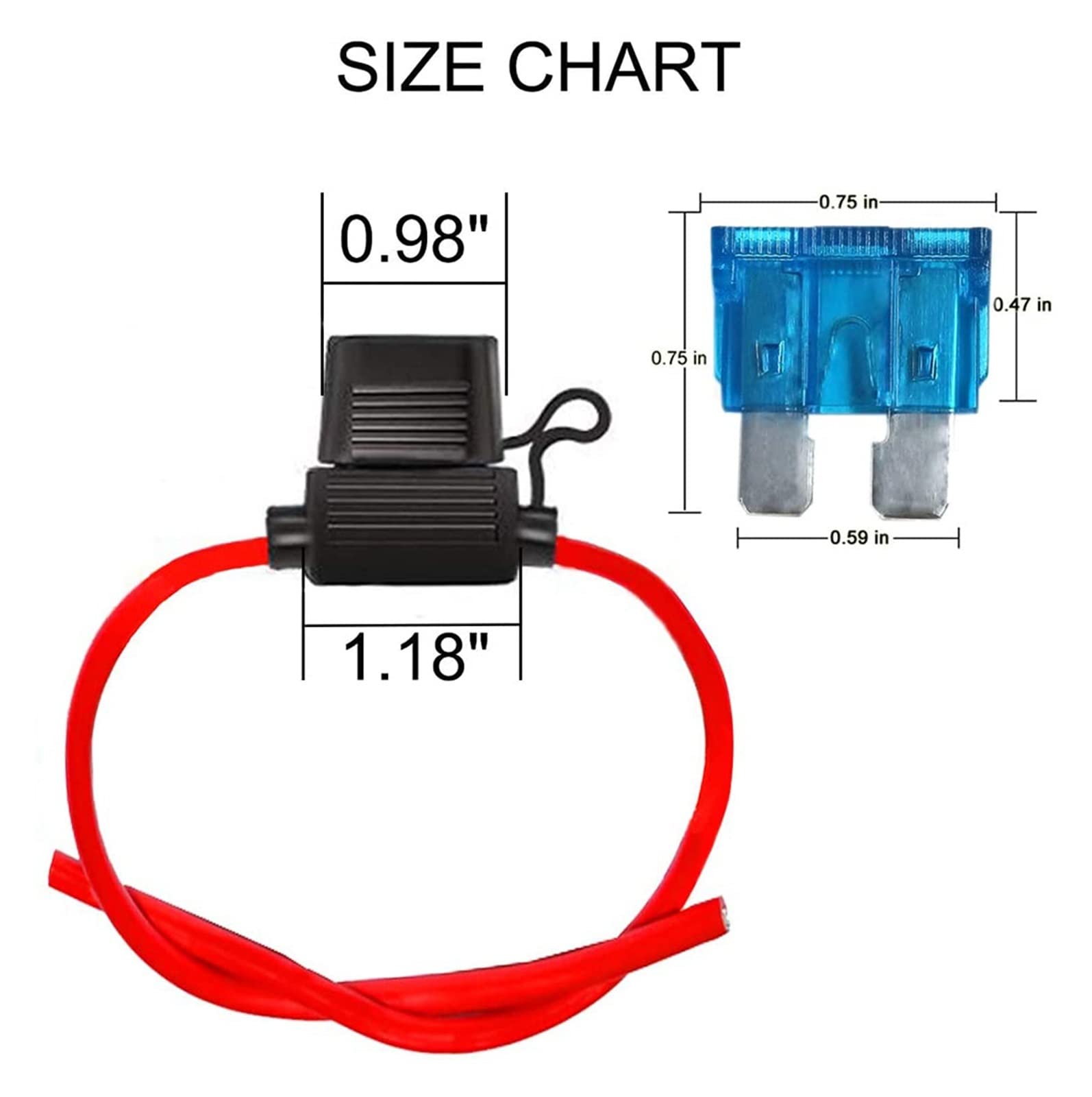 10 Sets 16 AWG wasserdicht IP67 Standard Inline Sicherungshalter Pigtail Flachsicherung for Auto LKW ATV Boot Motorrad