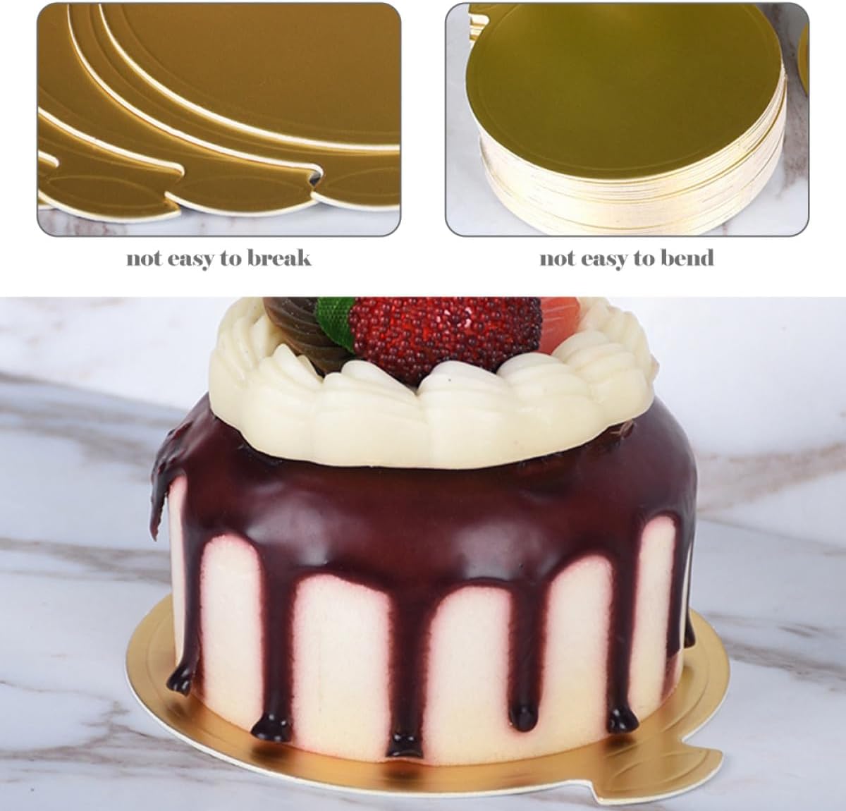 jojofuny 200pcs Mousse Cake Boards and Dessert Circle Cardboard Bases Thickened Gold Cake Bottom Mats 9cm 8cm Diameter Multipurpose for Baking and Serving