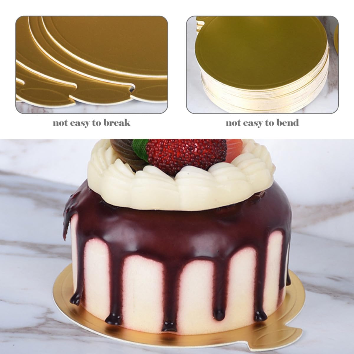 Plateaux en Carton Dorés Ronds pour Gâteaux Mousse Supports de Présentation 9 CM 8 CM 200 Pièces Socles Épais et Résistants pour Pâtisserie Service et Pique-Niques