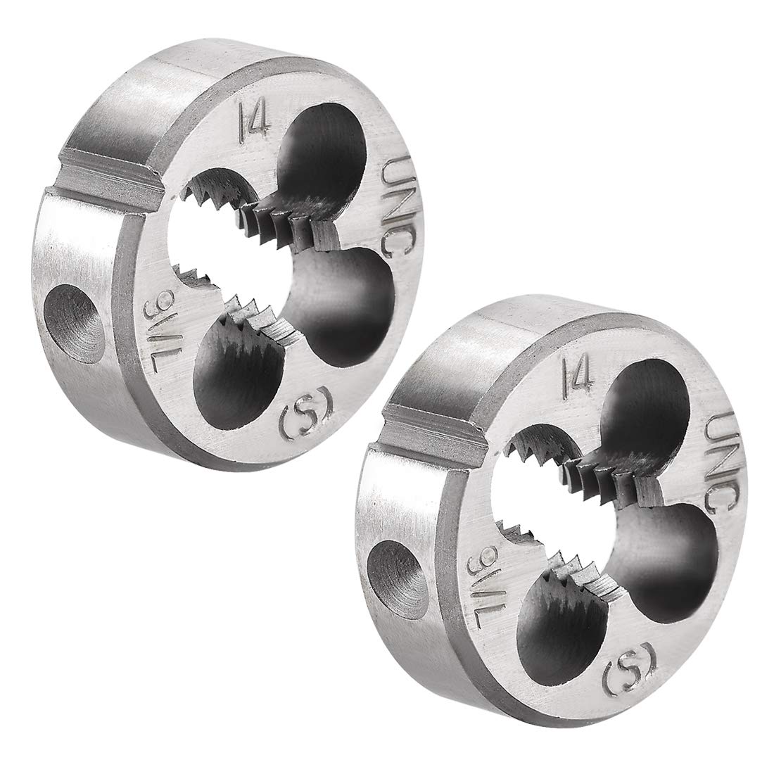 uxcell 7/16-14 UNC Round Die, Machine Thread Right Hand Threading Die, Alloy Tool Steel Screw Thread Cutting Die, 2pcs