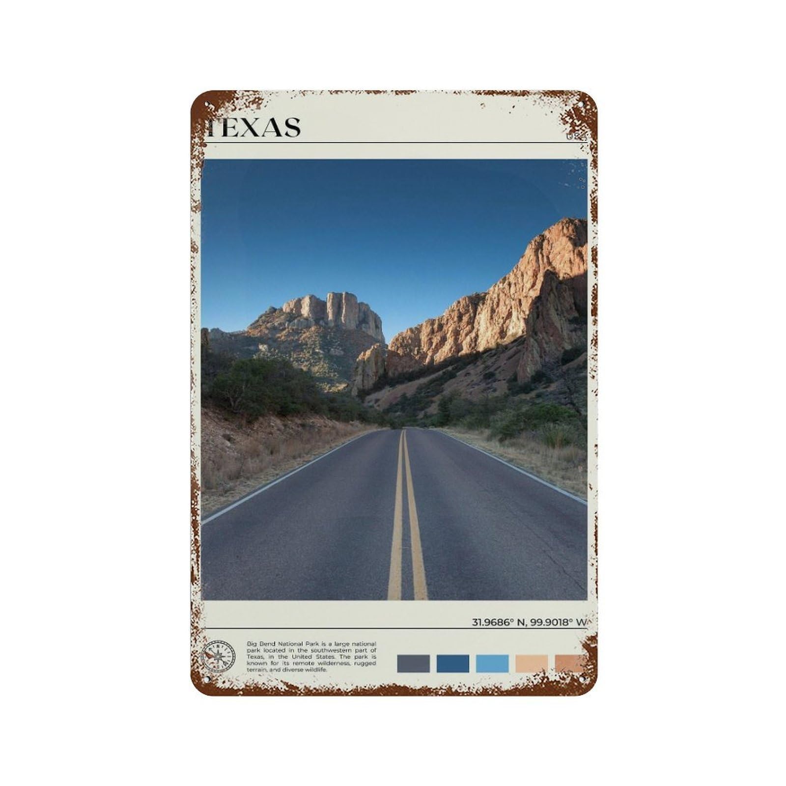 xiaoxiaoshen Real Photo Texas Decor United States Wall Decor Art Metal Tin Poster Modern Home Decor Art Home Bar Shop Decorations Vintage Sign 30x20cm