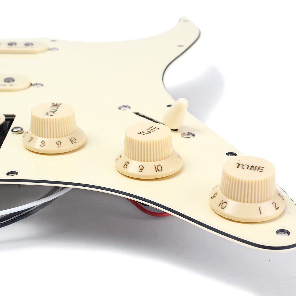 Alnicov Juego de pastillas de 3 capas SSH cargado con cable para guitarra eléctrica Strat ST Crema