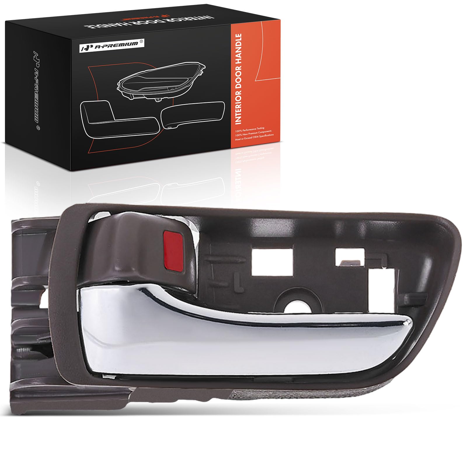 A-Premium Front Left Driver Side Interior Door Handle Compatible with Toyota Sienna 2004-2010, Chrome Lever and Brown Knob, Replace# 69206-AE020-E0,