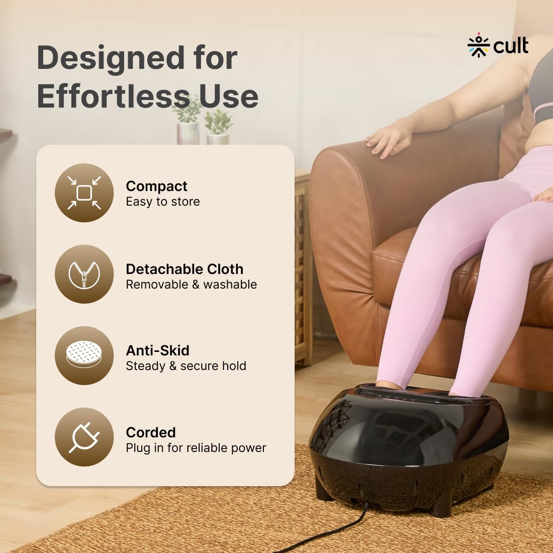 Cult Pulse foot massager with Air compression, Deep Kneading rollers, Multiple Modes, Pain Relief leg massager 4