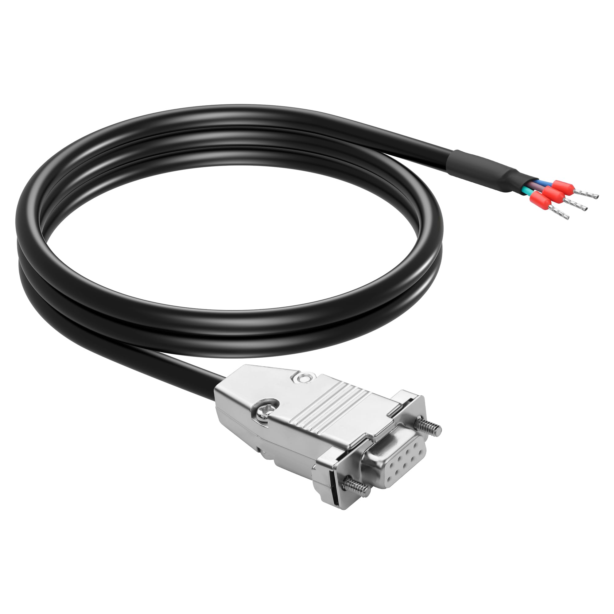 CERRXIAN Wtyk DB9 RS232 kabel szeregowy, gniazdo 22AWG DB9 do gołego końca drutu z 3 zaciskami przyłączeniowymi, 235 styków wtykowych do komunikacji RS232, przemysłowy kabel sterujący – 1 m