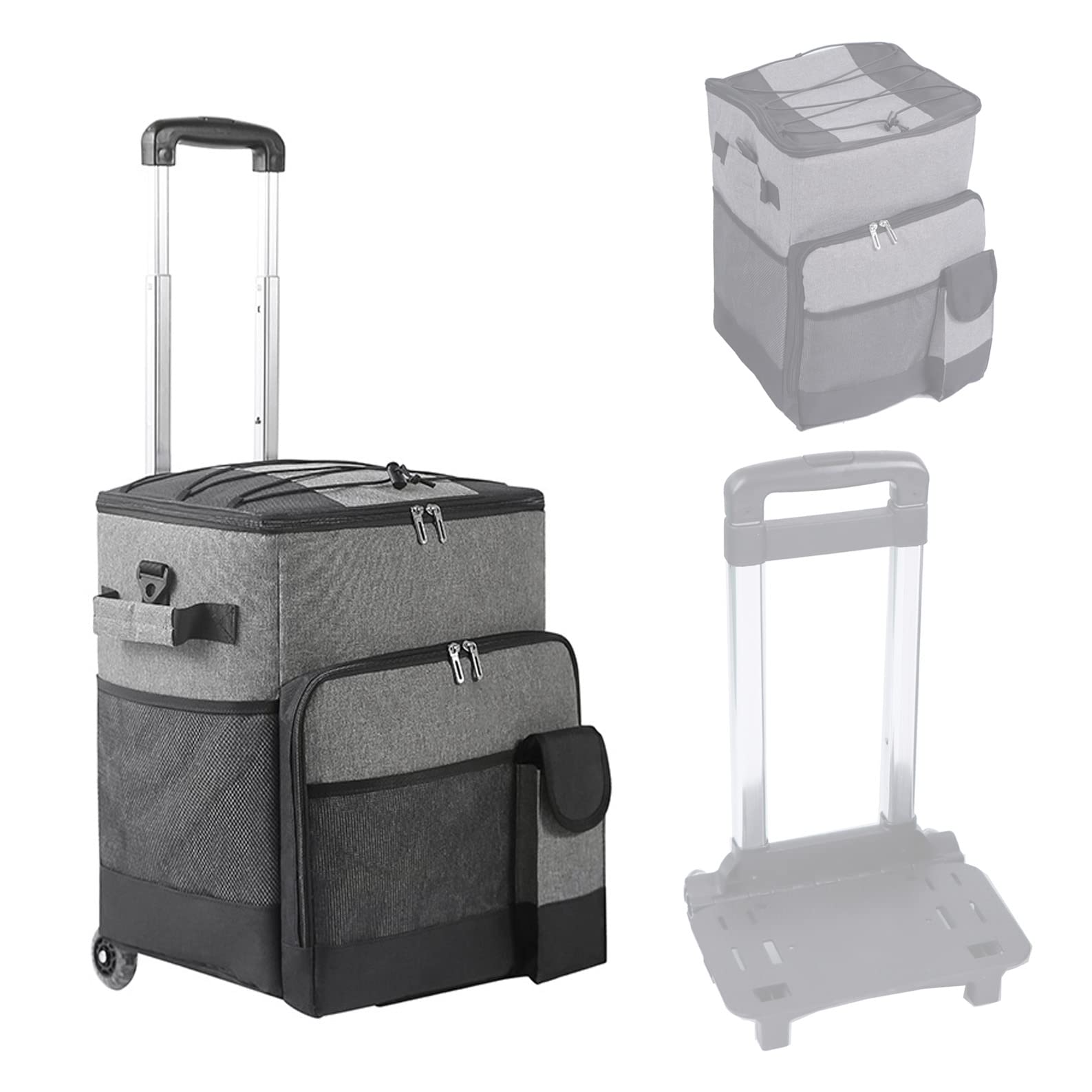 SOHAPY 35 Can Large Collapsible Rolling Cooler, Leakproof Insulated Cooler Bag with Wheels and Handle for Beach Camping Patio Travel Outdoor Hiking BBQ Outdoor Activities