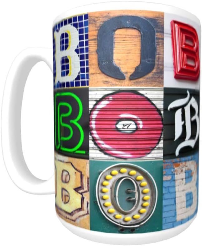 BOB Coffee Mug/Cup - using photos of sign letters - personalized