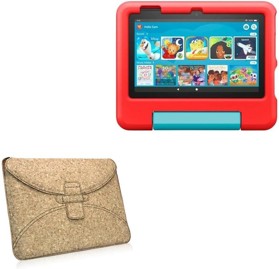 BoxWave Case Compatible with Amazon Fire 7 Kids (12th Gen 2022) - Quorky Pouch, Durable, Lightweight Cork Envelope Sleeve Cover