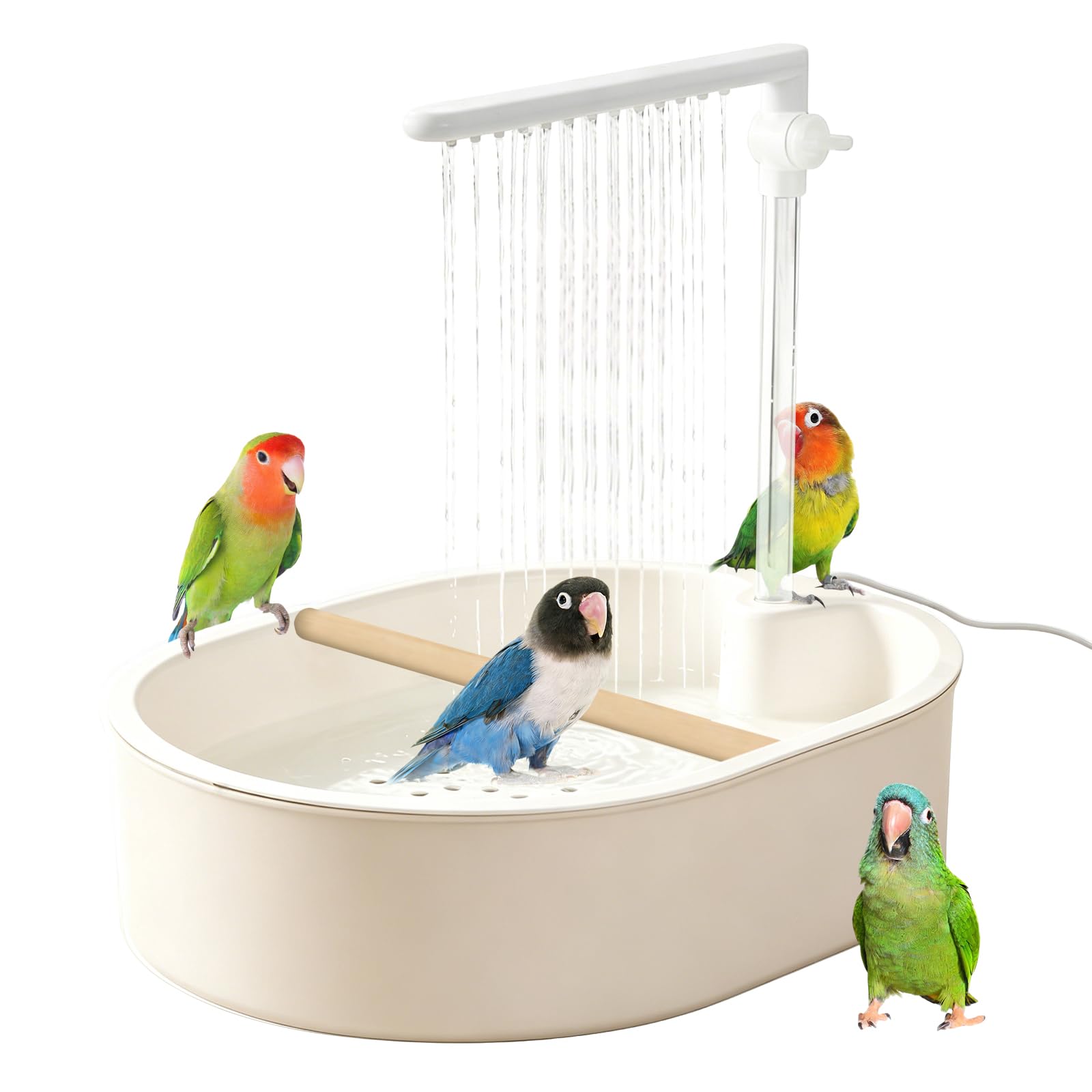 Bañera para loros automática con bomba USB y lona para jaula de mascotas