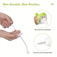 Vista 6 de Juego de cepillos para biberones con limpiador de pezones de nailon, esponja y cepillos para popote (azul)