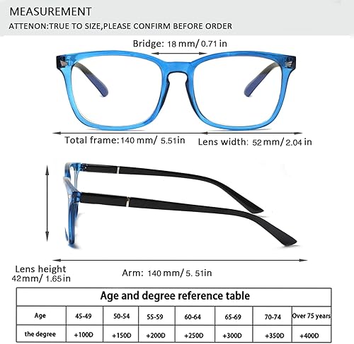 Miniatura 10 de Henotin Paquete de 4 lentes de lectura con bloqueo de luz azul para mujeres y hombres, lectores de computadora con bisagra de resorte, anteojos
