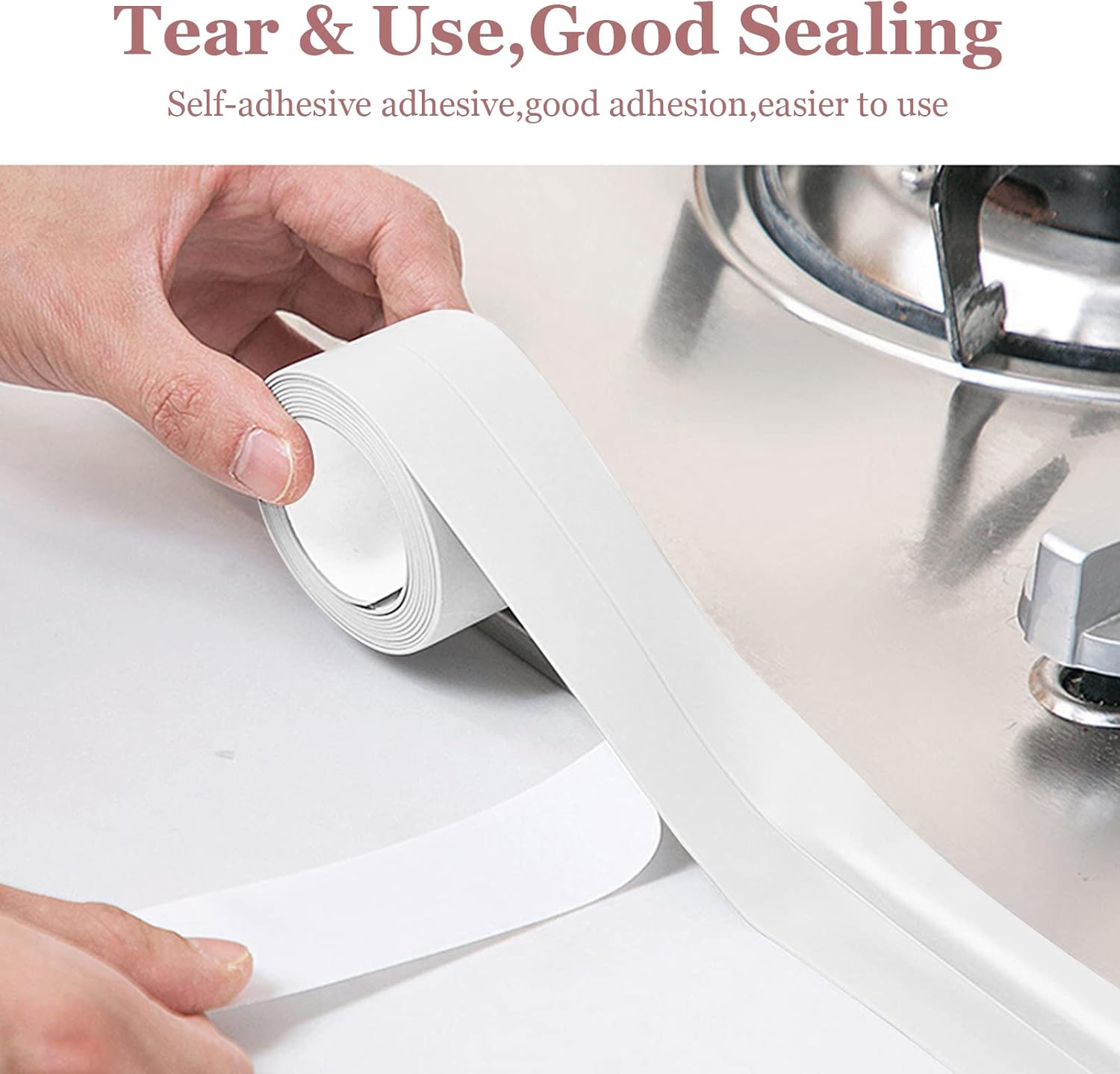 Bathroom Bathtub Caulk Strip, 2 Pack Caulking Tape Self Adhesive, Sealing Waterproof Silicone Tape for Sink, Kitchen Countertop, Shower, Toilet and Wall Corner (38 mm 1 Pack, White): Industrial & Scientific