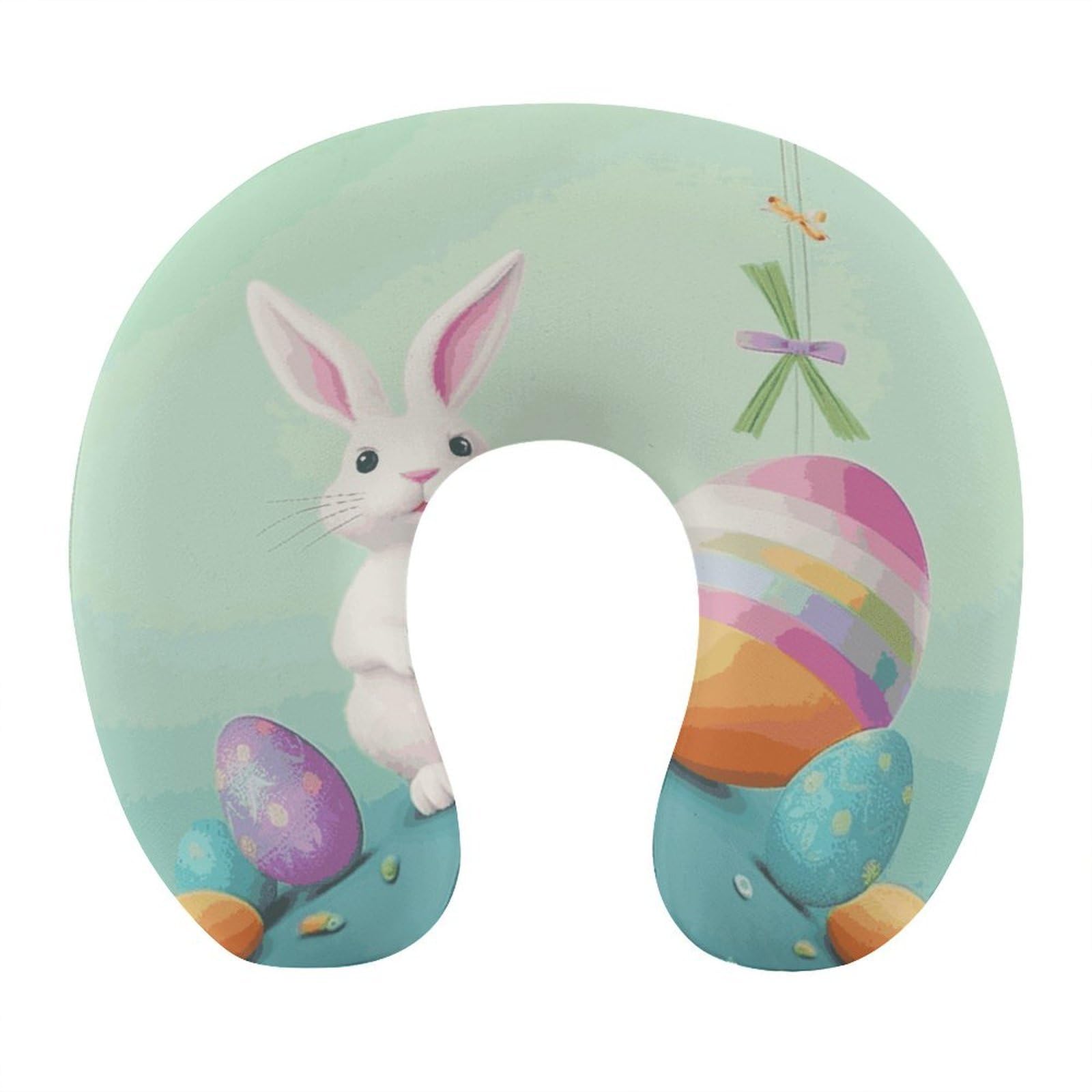 Btcowzrv Style Happy Easter Egg Rabbit U Shaped Neck Pillow Travel Pillows