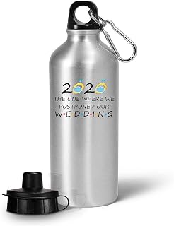 Funny Quarantine 2020 Wedding Planning Postponement Announcement - Water Bottle Tumbler 20oz Drinkware - Wed Celebration Postponed - Pandemic Cute Gag Novelty Gifts - Friends - Where We Postponed