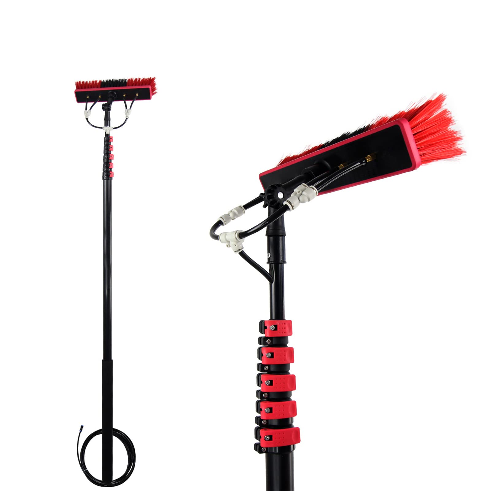 Brosse télescopique alimentée en eau de 10,8 m avec nettoyeur extensible de toit