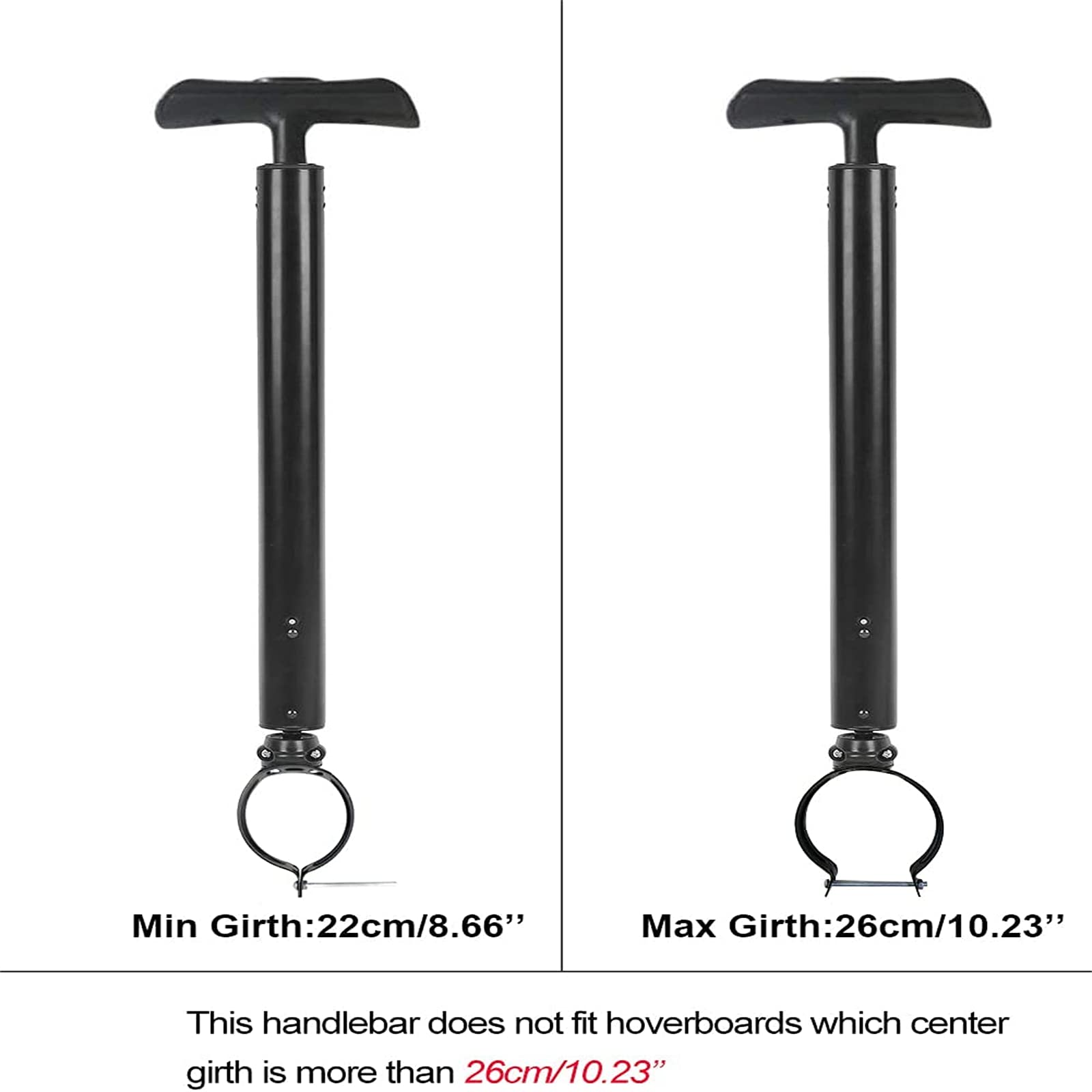 Einstellbare Selbstbalancierende Scooter Hoverboard Lenkerverlängerung Kniestangengriff Armlehne für Scooter 6,5'' 8'' 10'' Teleskop-Design,Black